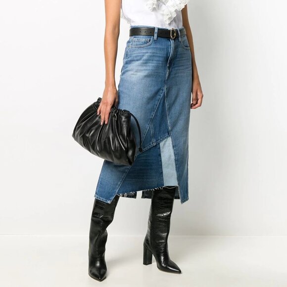 NWT Frame Denim Le Midi Patchwork Denim Midi Skirt Cahill Size 25, 26 $275 - Picture 6 of 16